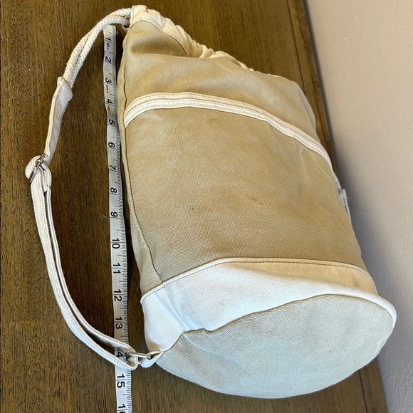 Sailor Ditty Unbranded Canvas Drawstring Bucket Backpack Beige & White. Nautical - Picture 8 of 9